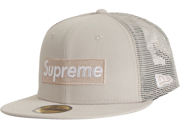 Supreme Box Logo Mesh Back New Era Hat (SS23) Stone