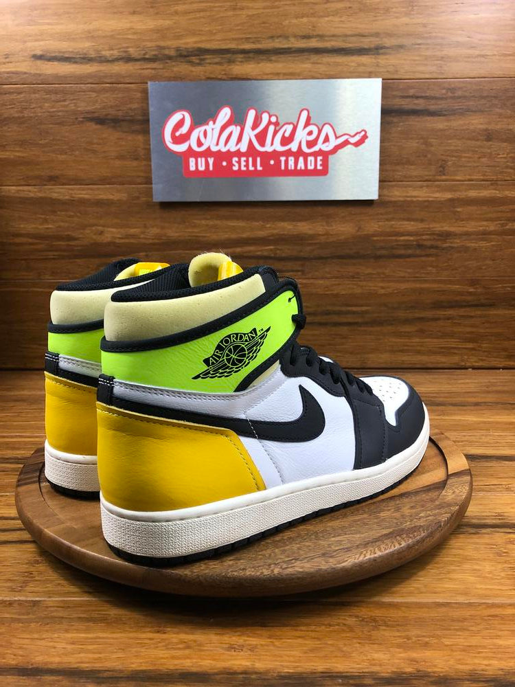 Jordan 1 Retro High White Black Volt University Gold