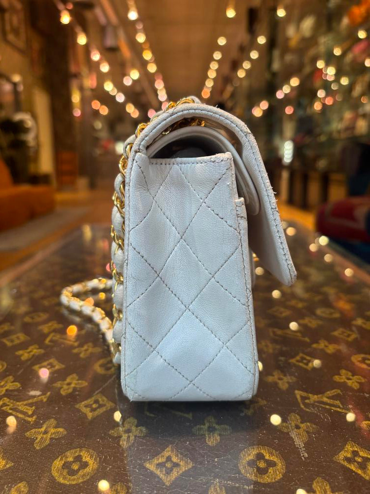 Chanel Classic White Caviar Quilted Double Flap Bag (1986-1988)