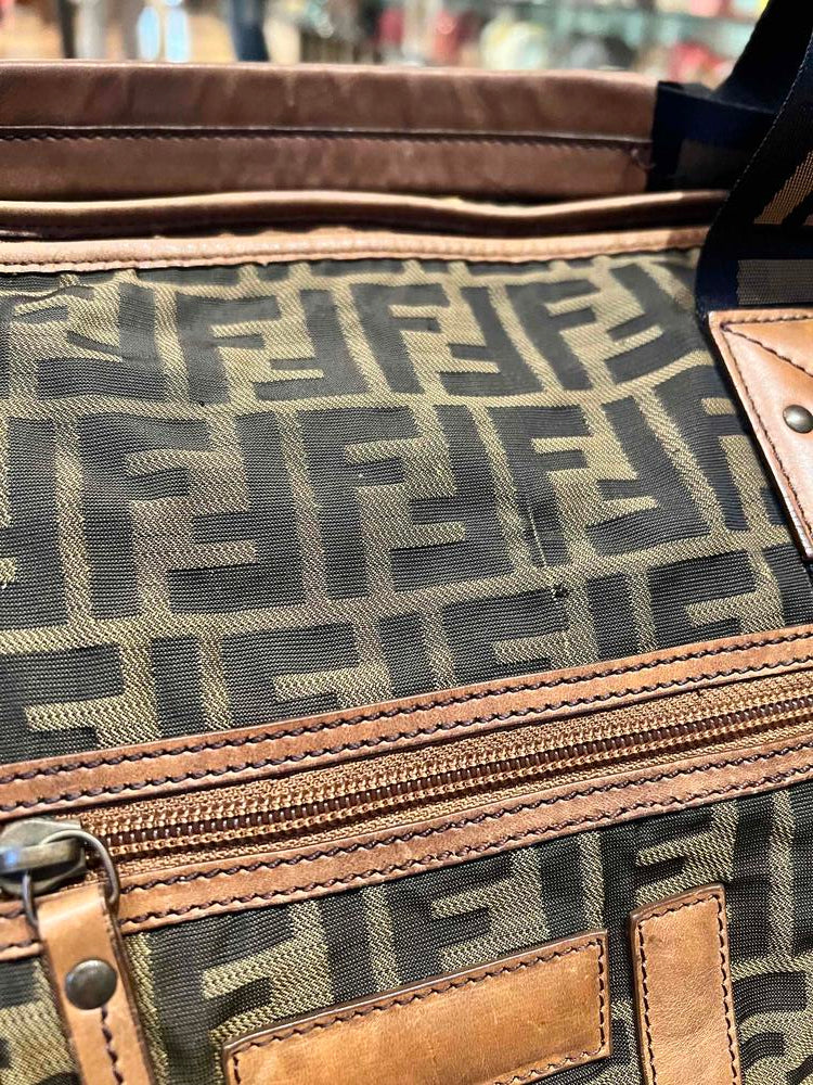 Fendi FF Canvas/Leather Weekender Bag