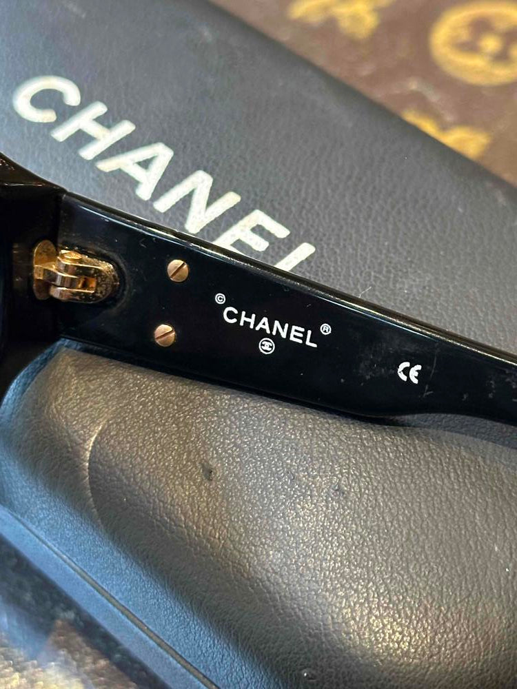 Chanel Spring Summer 1991 Runway Black Sunglasses