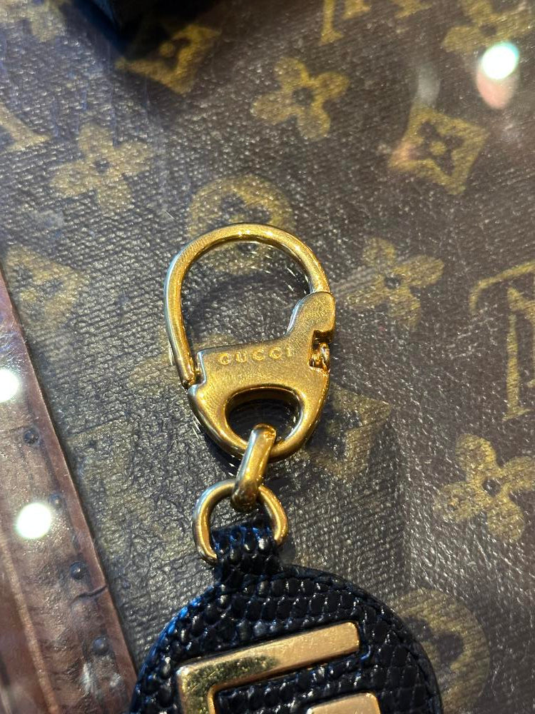 Gucci Leather/Gold Keychain Charm