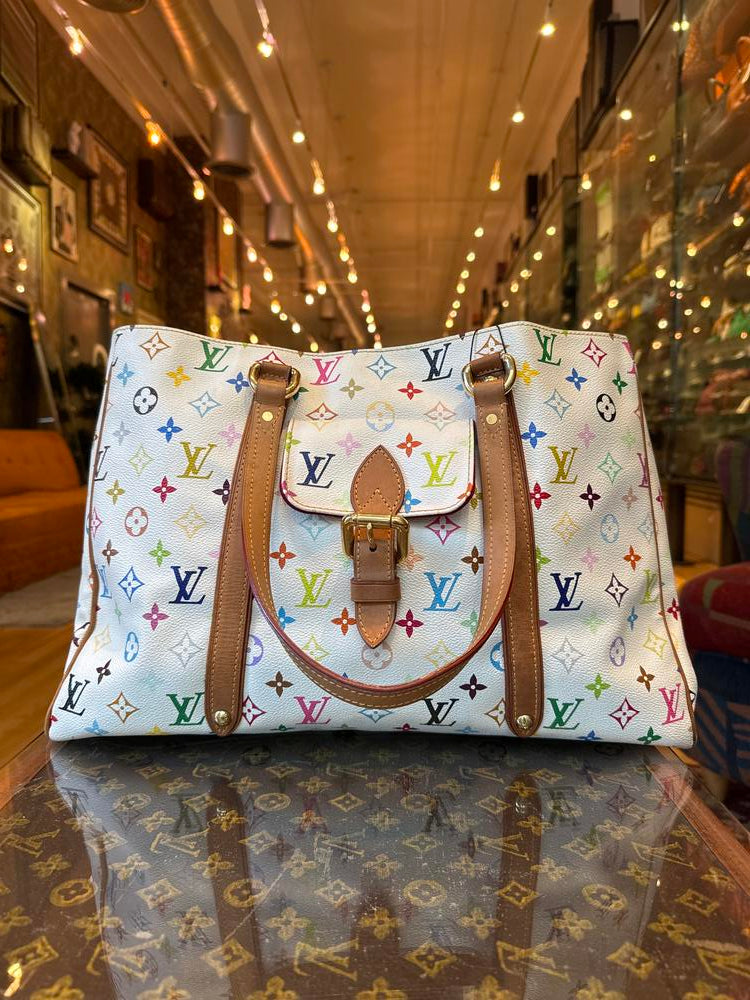 Louis Vuitton White Multi Murakami Aurelia GM w/ Pouch