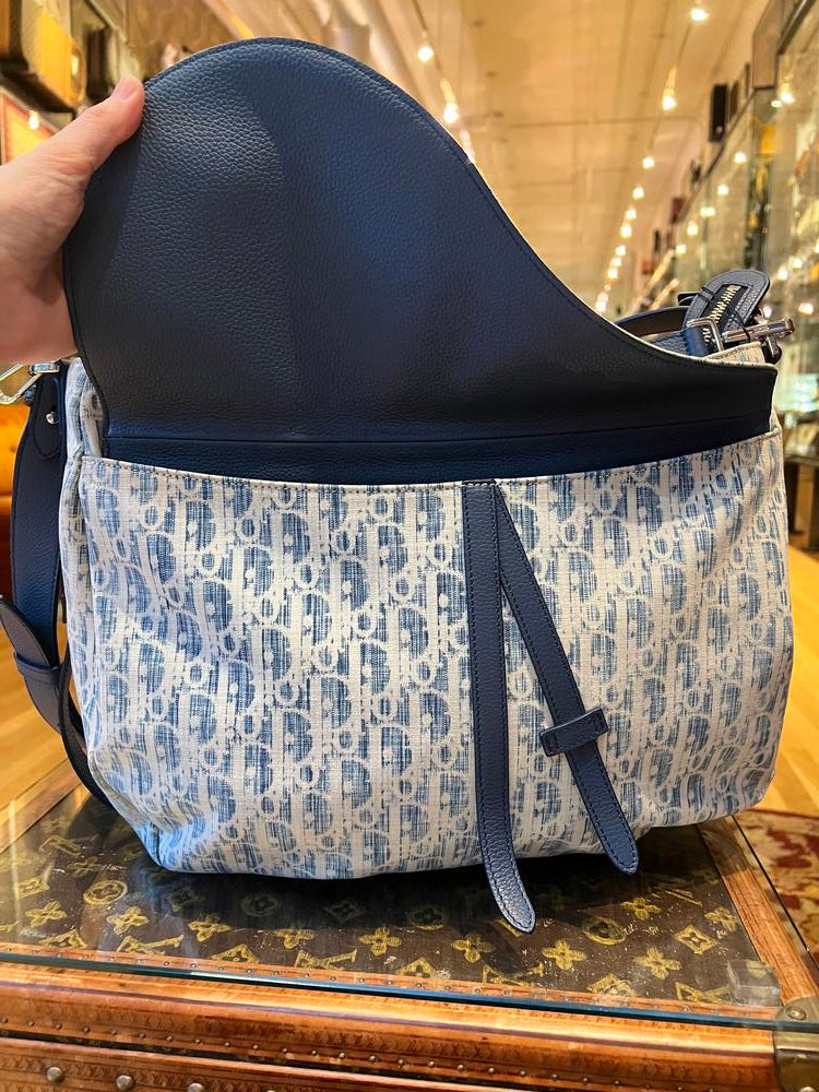 Dior 2Way Kasuri Saddle Bag Blue