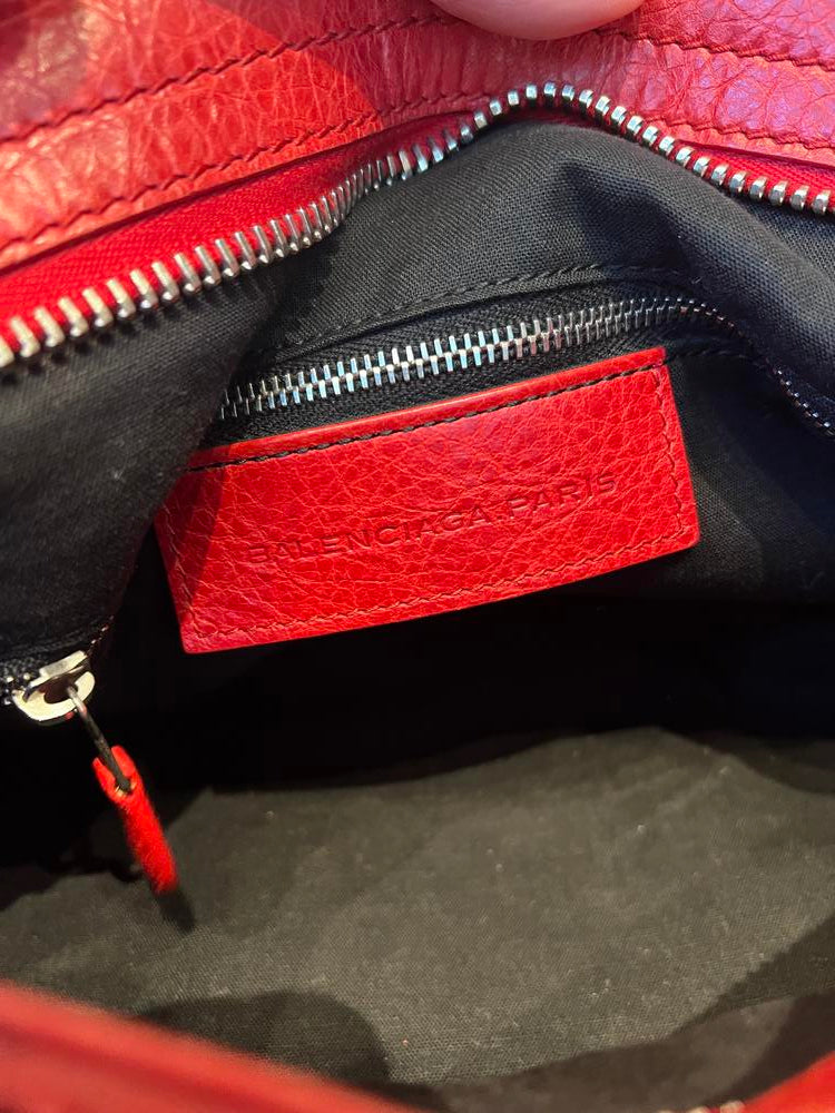 Balenciaga Red Leather Embroidered City Bag