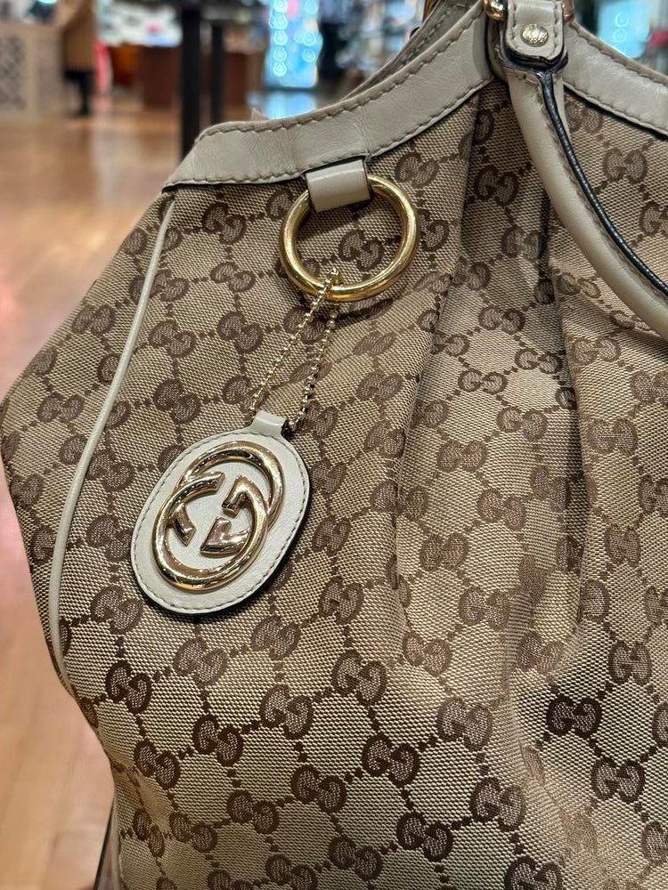 Gucci GG Canvas/Leather Medium Sukey Hobo Bag