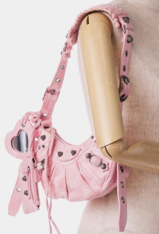 Balenciaga BB Pink Denim Le Cagole Shoulder Bag