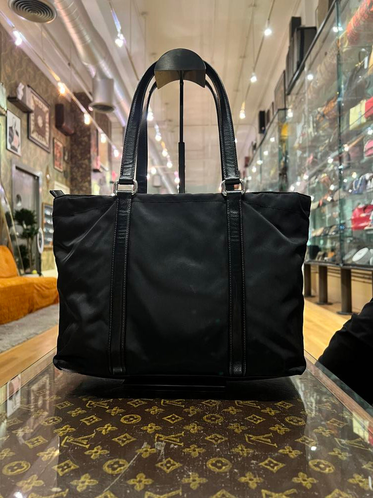 Prada Black Nylon and Leather Handbag