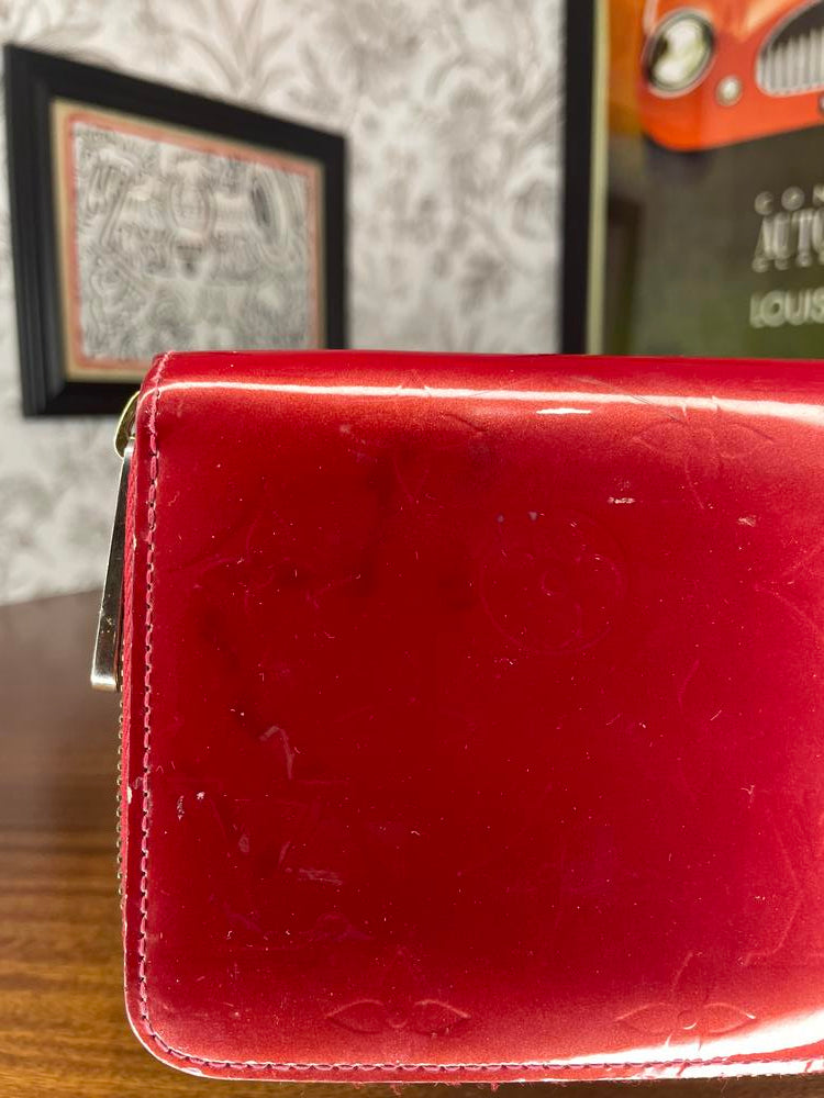 Louis Vuitton Red Vernis Zip Wallet