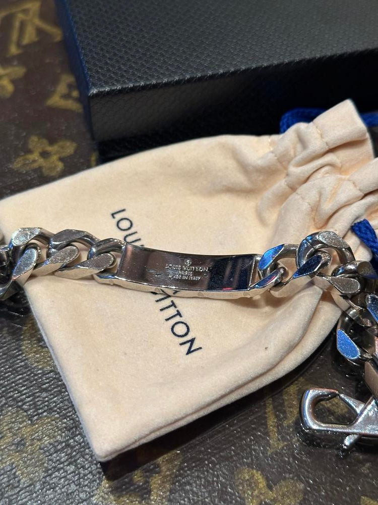 Louis Vuitton Silver Chain Logo Bracelet