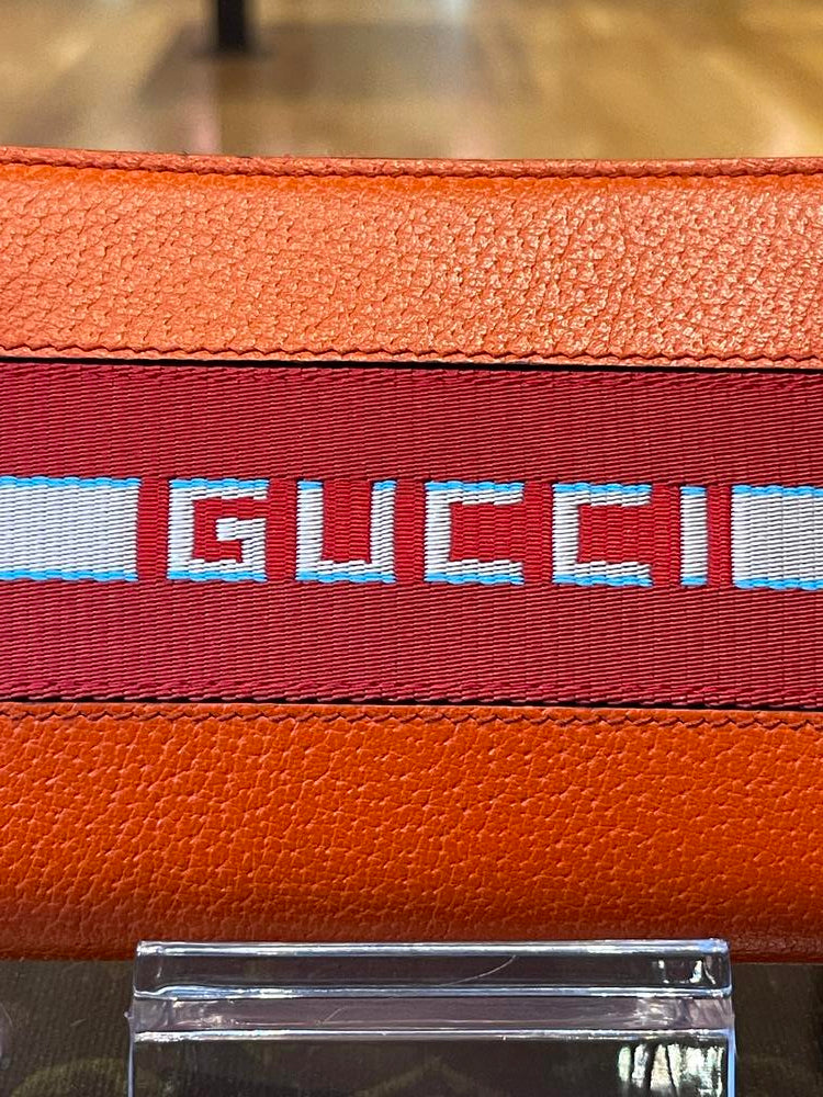 Gucci Canvas Logo Leather Zippy Wallet Orange