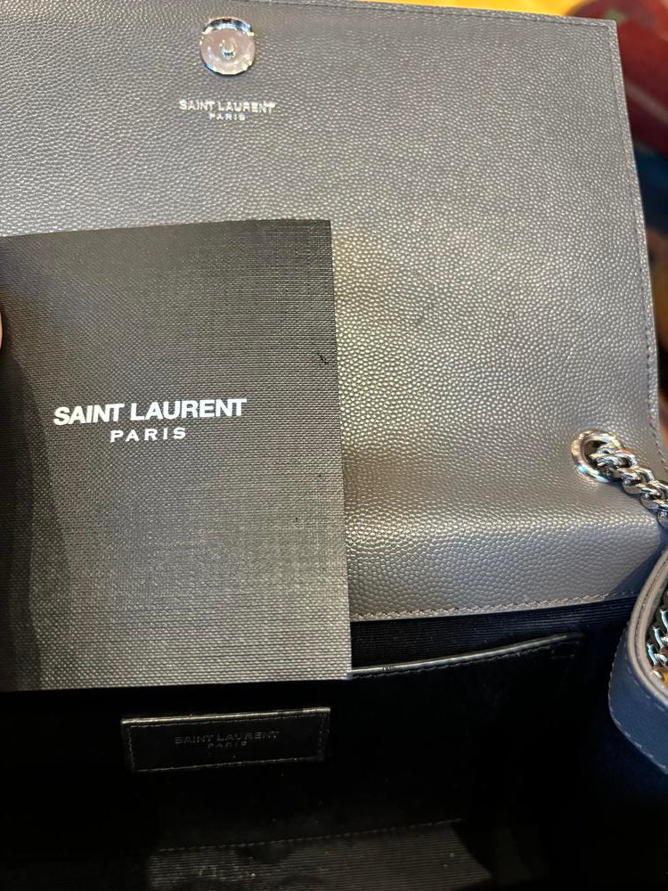 Saint Laurent Grain De Poudre Medium Kate Chain Bag Grey