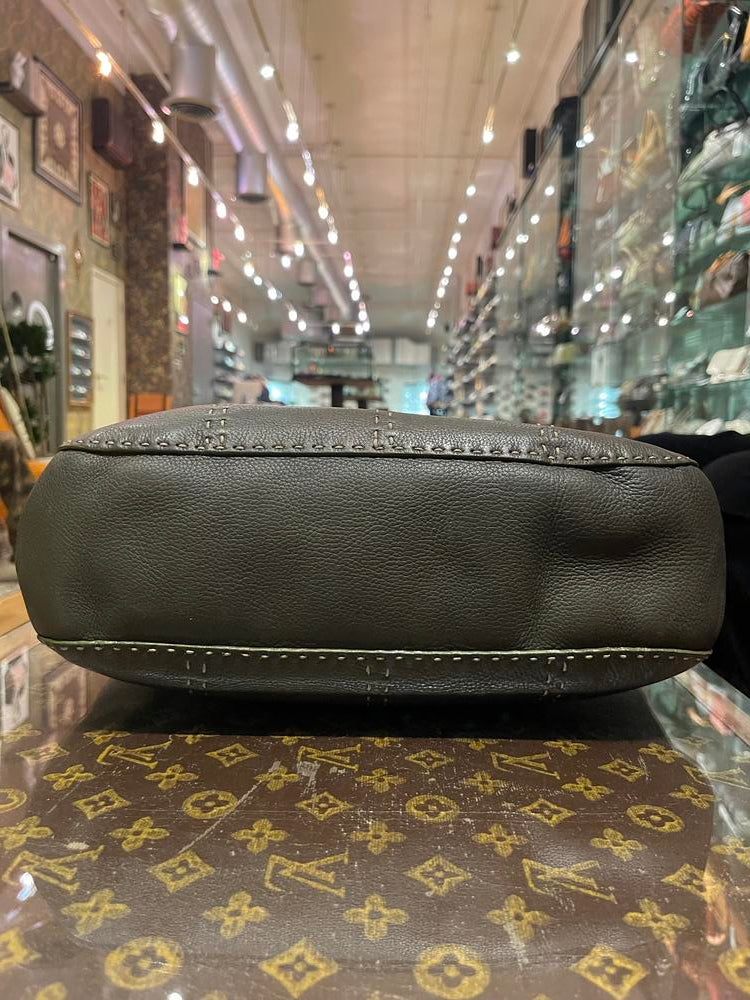 Fendi Dark Olive Stitched Shoulder Bag