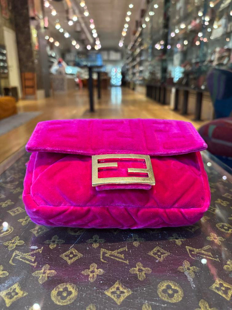 Fendi FF Velvet Embossed Hip Belt Bag Pink