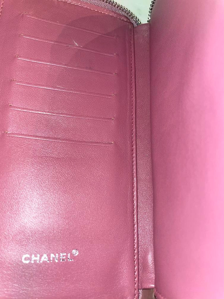 Chanel pink canvas wallet