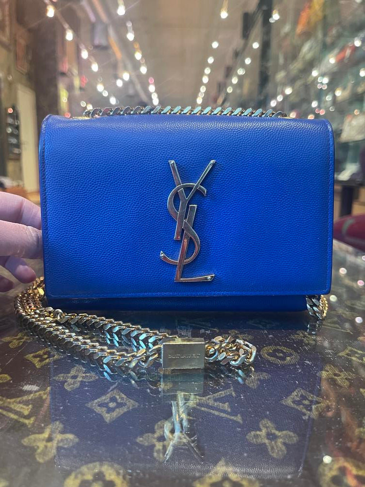 Saint Laurent Grain De Poudre Classic Chain Bag Royal Blue