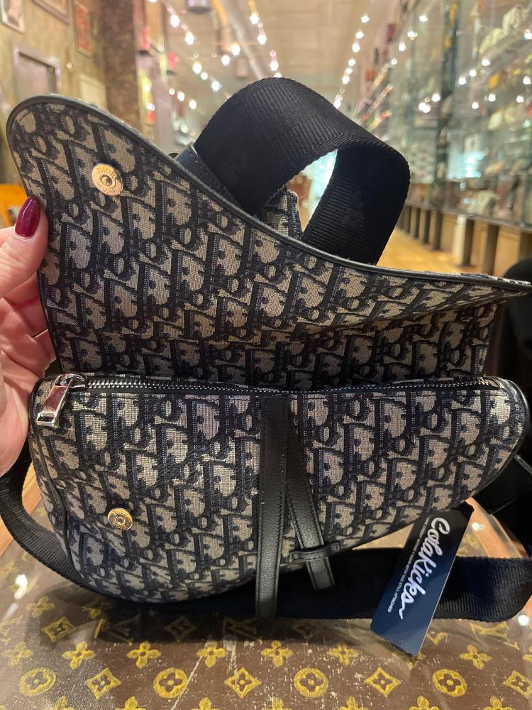 Dior Oblique Saddle Bag Navy/Black