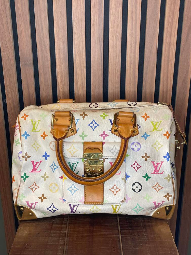 Louis Vuitton White Murakami Monogram Speedy