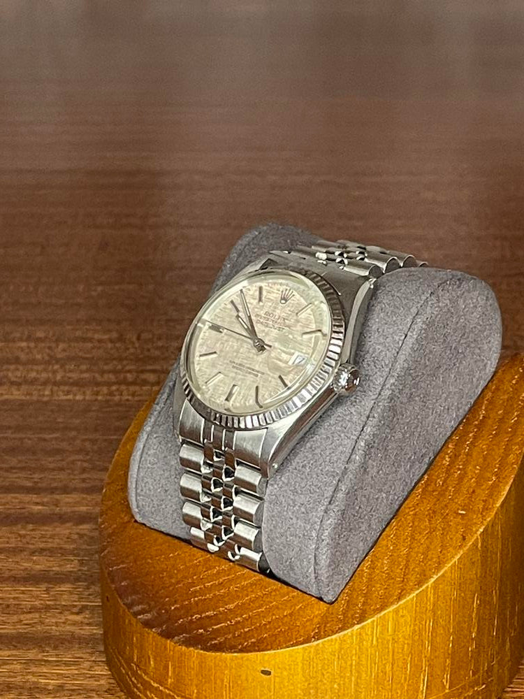 Rolex Datejust 36mm Stainless Silver Linen Dial White Gold Bezel