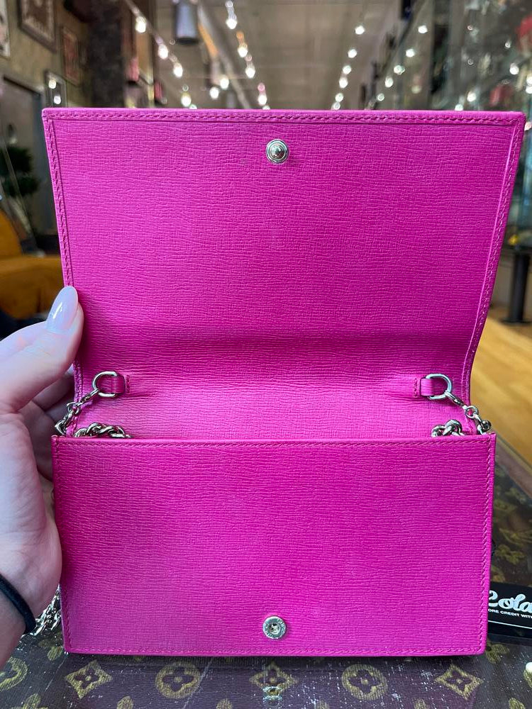 Gucci Pink Leather Wallet on Chain Bag