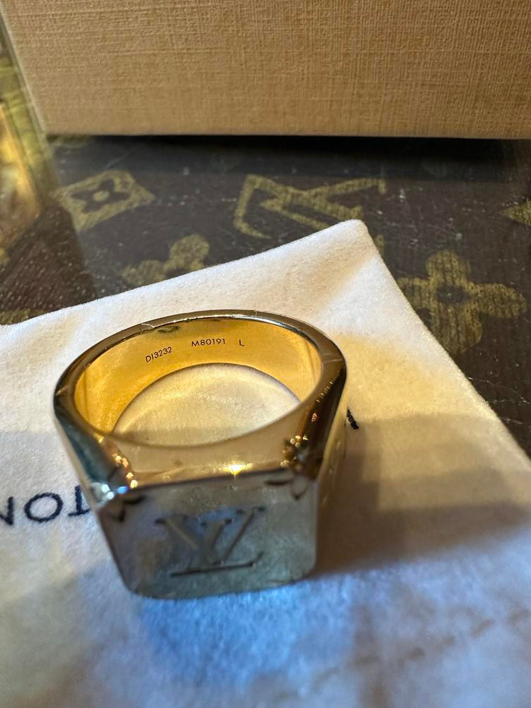 Louis Vuitton Monogram Signet Ring Gold