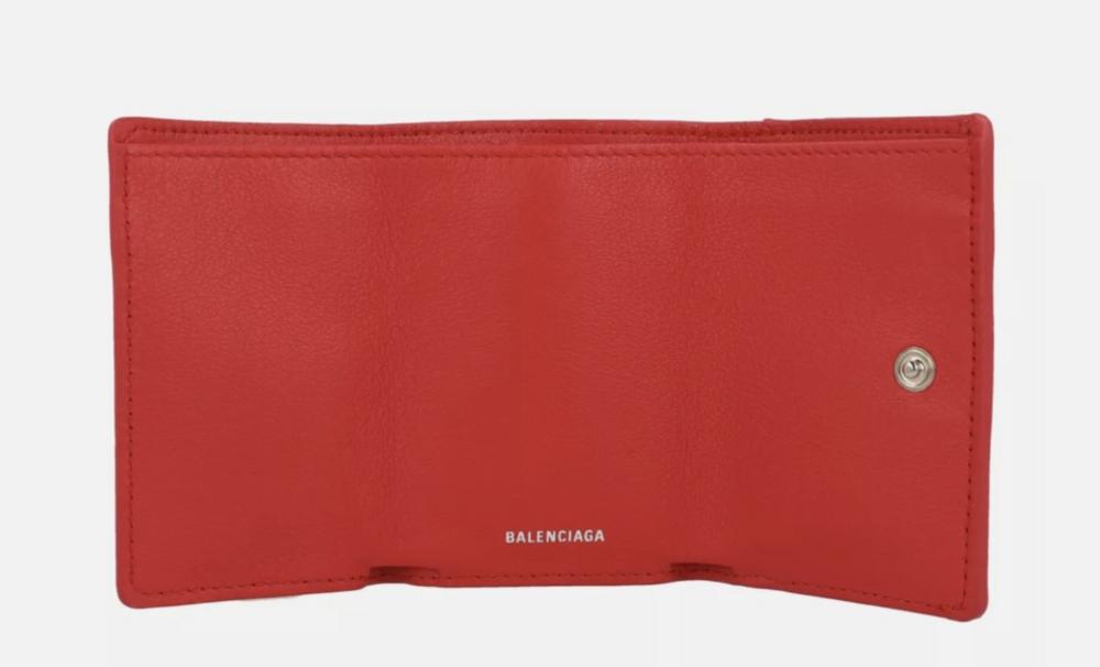 Balenciaga Papier Mini Leather Compact Wallet Red