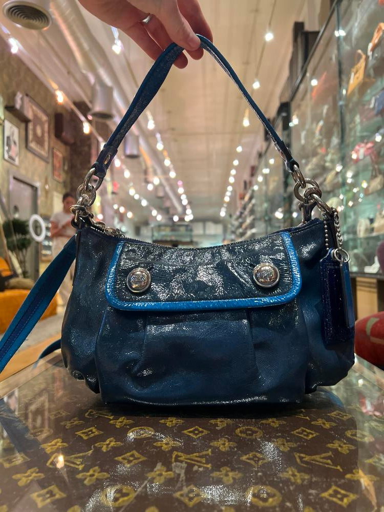 Coach Blue Patent Leather 2Way Bag