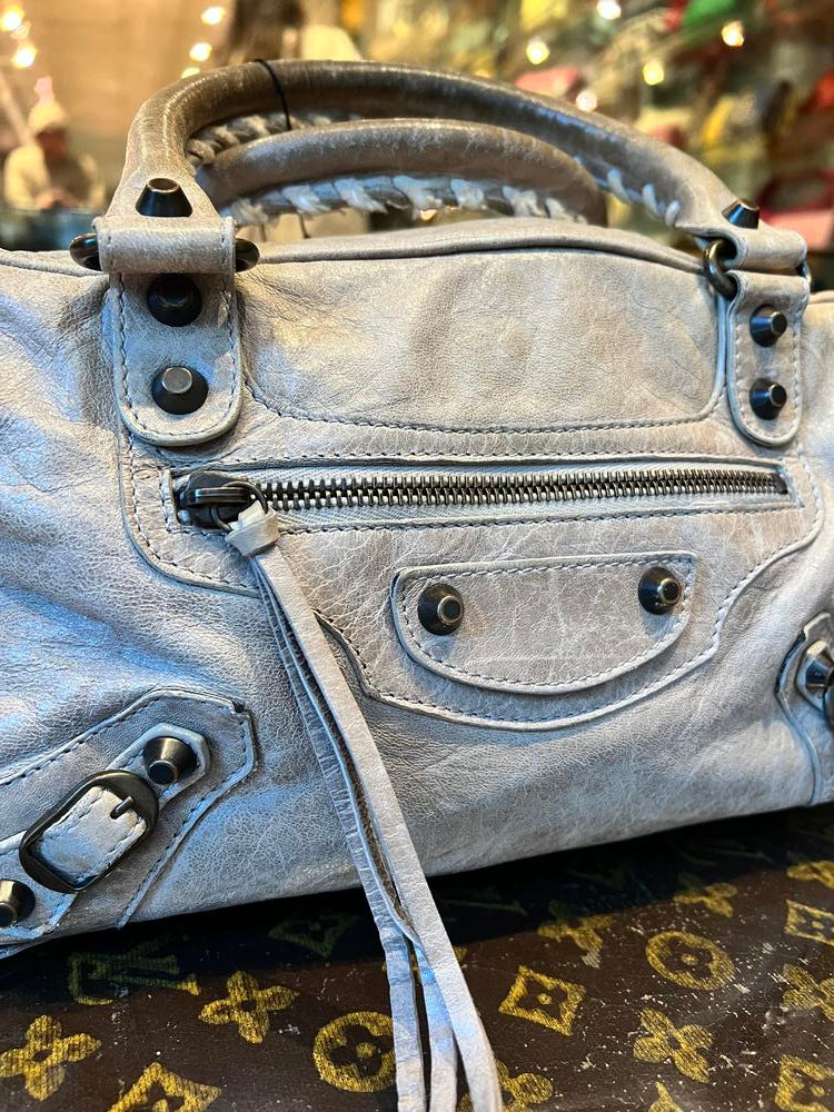 Balenciaga Light Grey Leather Neo City Bag