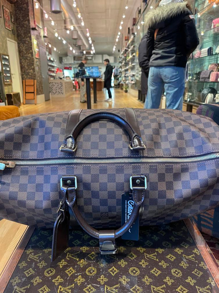 Louis Vuitton Damier Ebene Keepall 50 w/ Luggage Tag