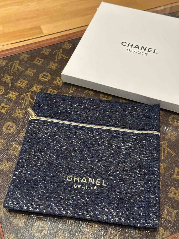 Chanel Beauty Zip Pouch Blue