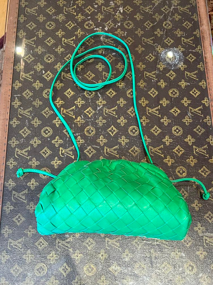 Bottega Intrecciato Leather Green Pouch Shoulder Bag