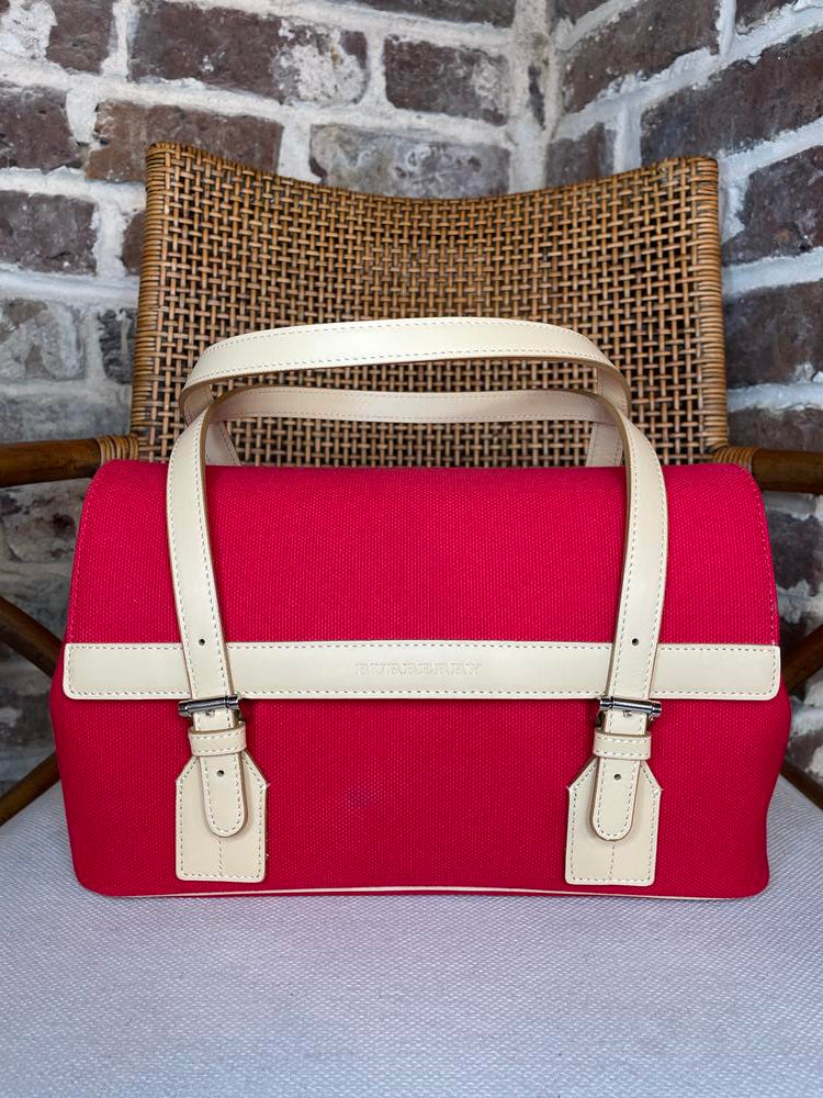 Burberry Red Canvas Handbag