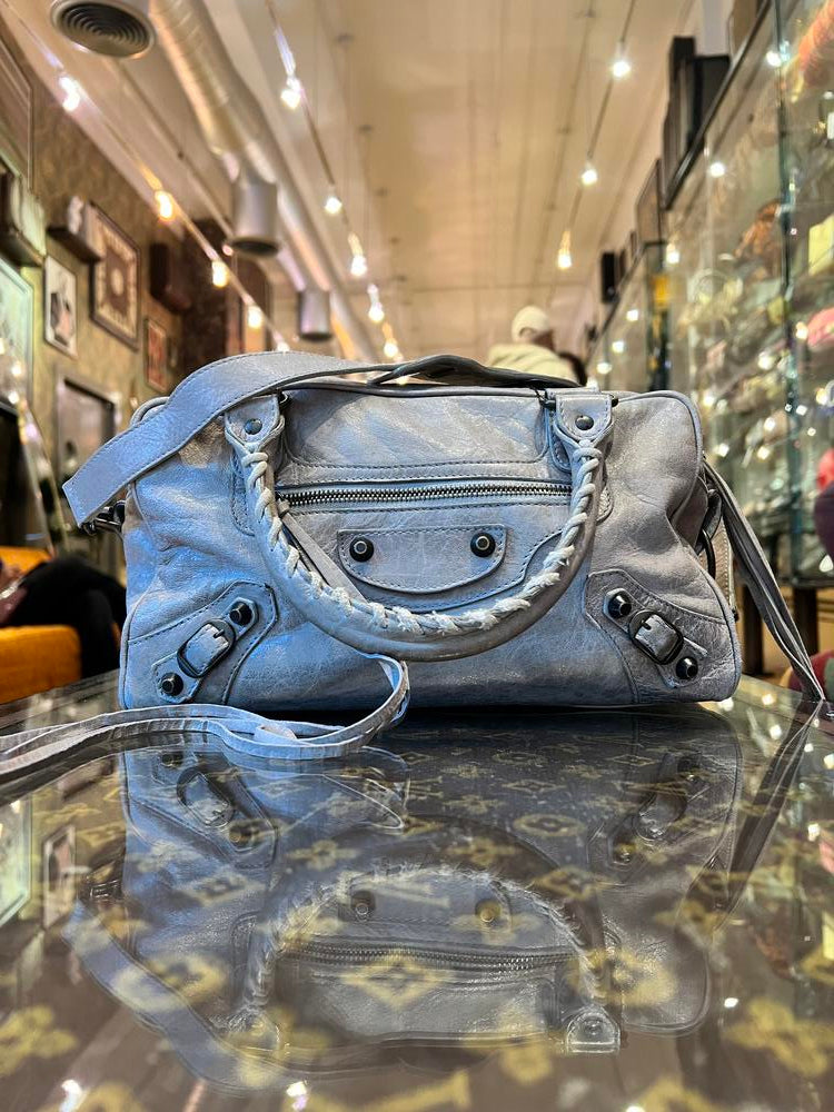 Balenciaga Light Grey Leather Neo City Bag