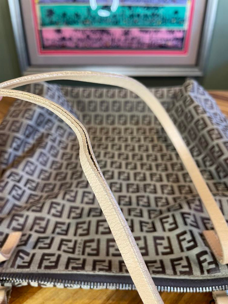 Fendi Tan Medium Monogram Tote w/ Zipper