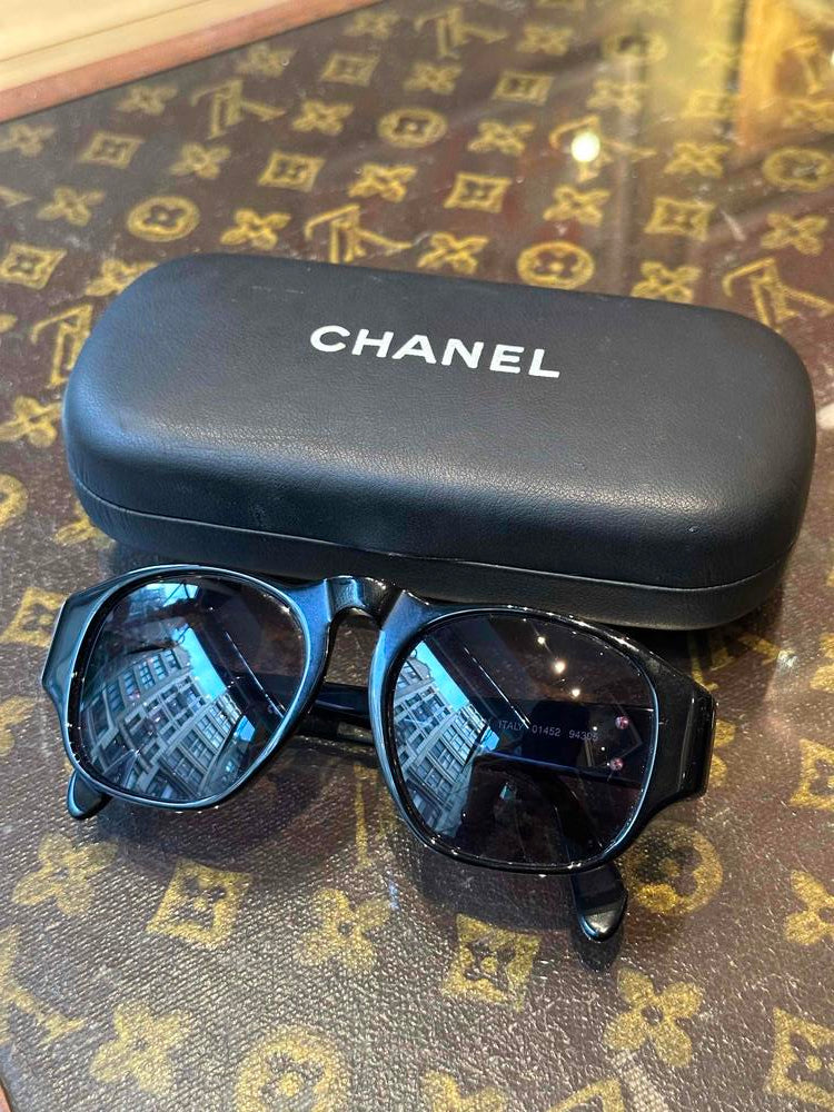 Chanel Spring Summer 1991 Runway Black Sunglasses