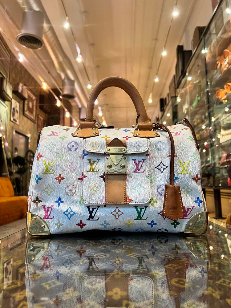 Louis Vuitton White Multi Murakami Speedy 30