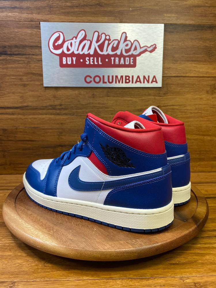 Jordan 1 Mid French Blue Gym Red (Women's)