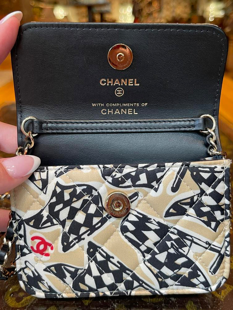 Chanel Beige Canvas Quilted Mini Flap Bag