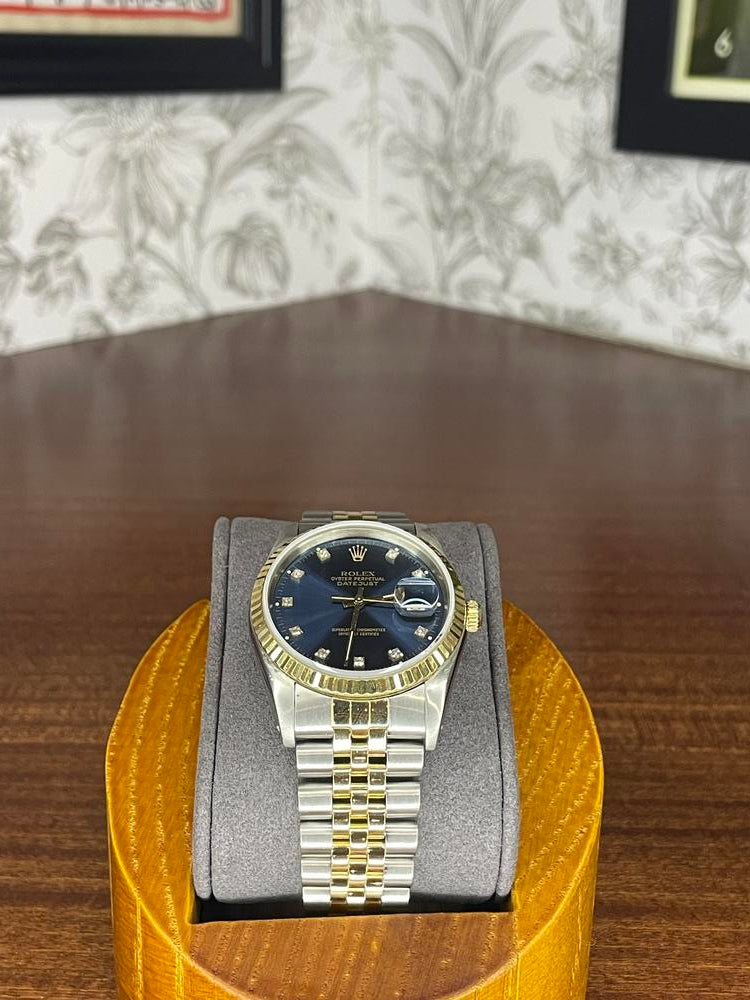 Rolex Datejust 36mm Two Tone Jubilee Band Navy Factory Diamond Dial