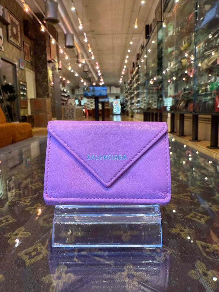 Balenciaga Papier Mini Leather Compact Wallet Pink