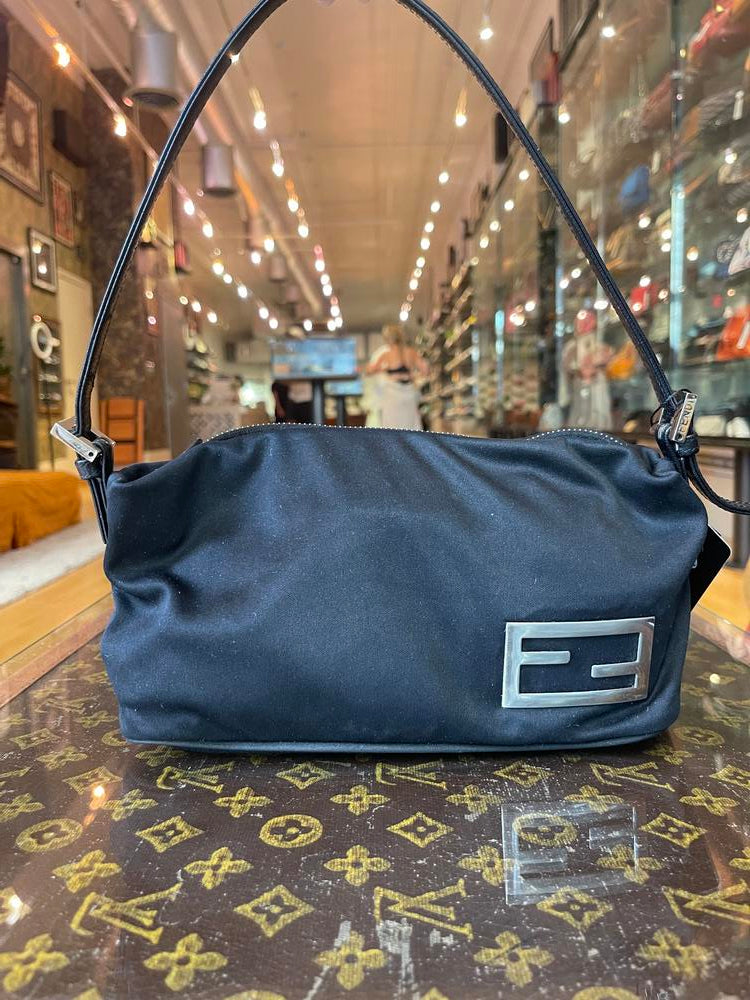 Fendi Black Neoprene Leather Pochette w/ Dust Bag