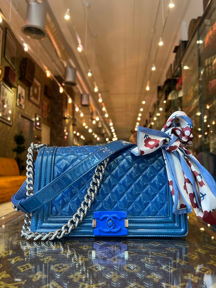 Chanel Boy Bag Patent Blue