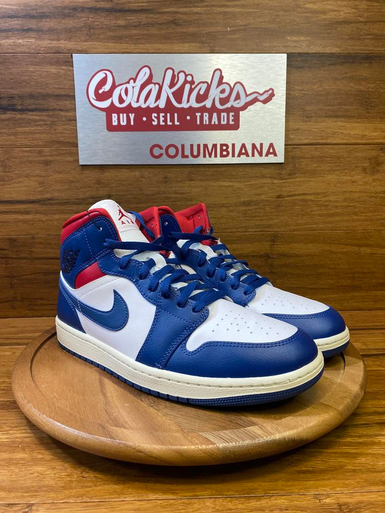 Jordan 1 Mid French Blue Gym Red (Women's)