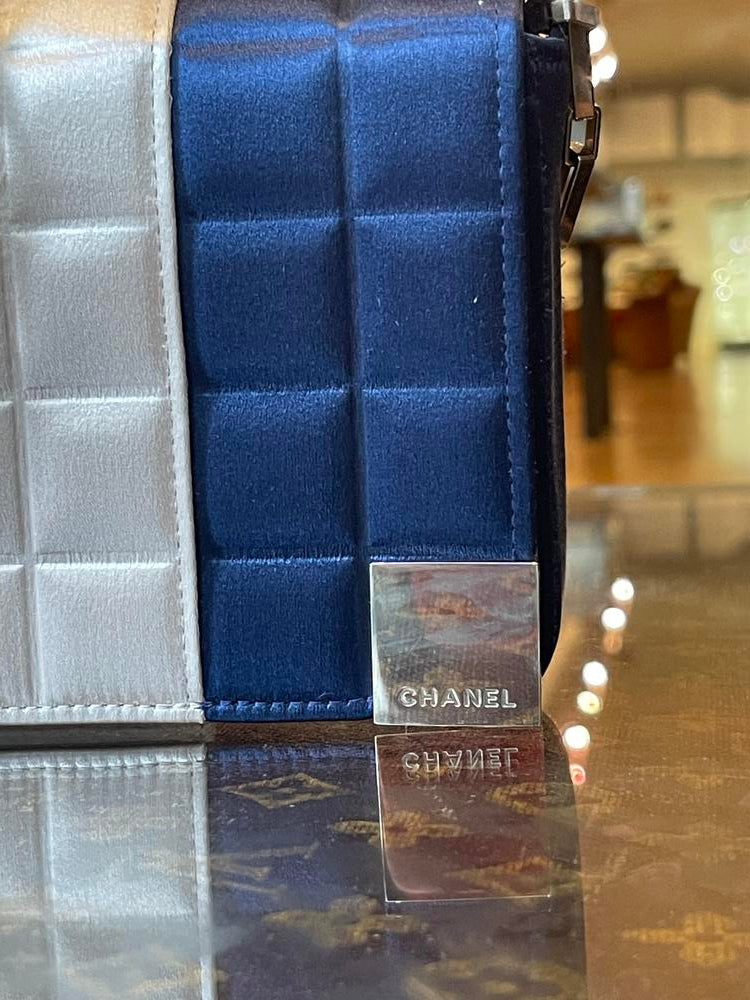 Chanel East West Chocolate Bar Silk Handbag