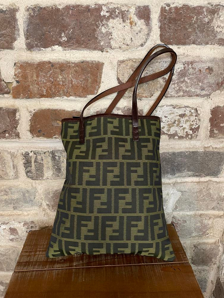 Fendi Small Green Monogram Tote