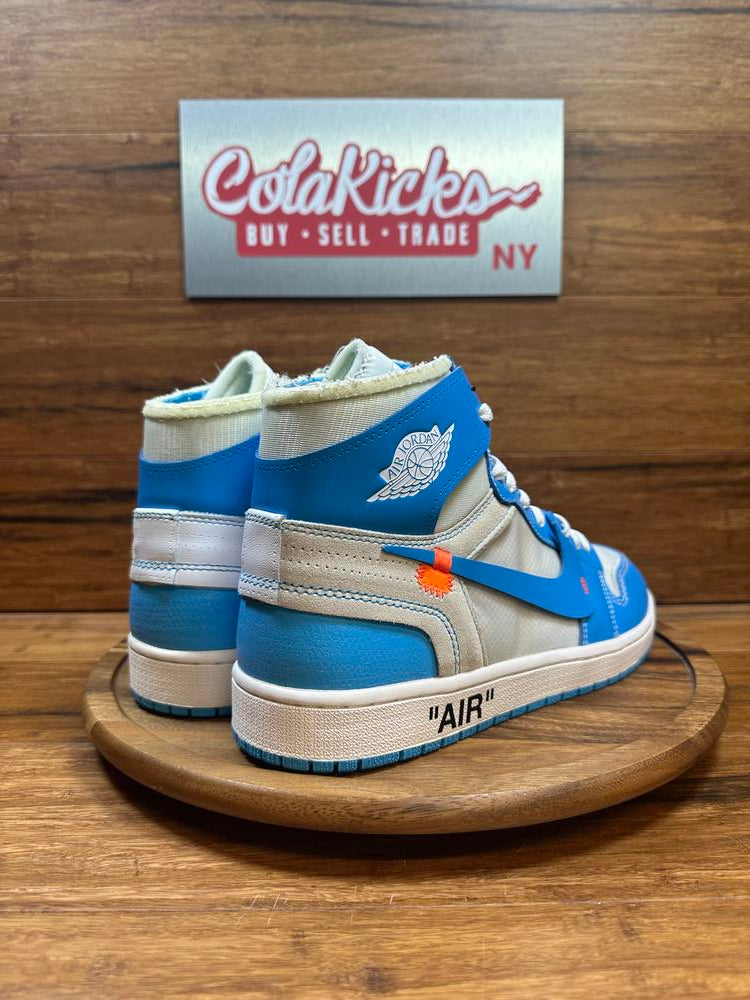 Off white jordan 1 blue fake best sale