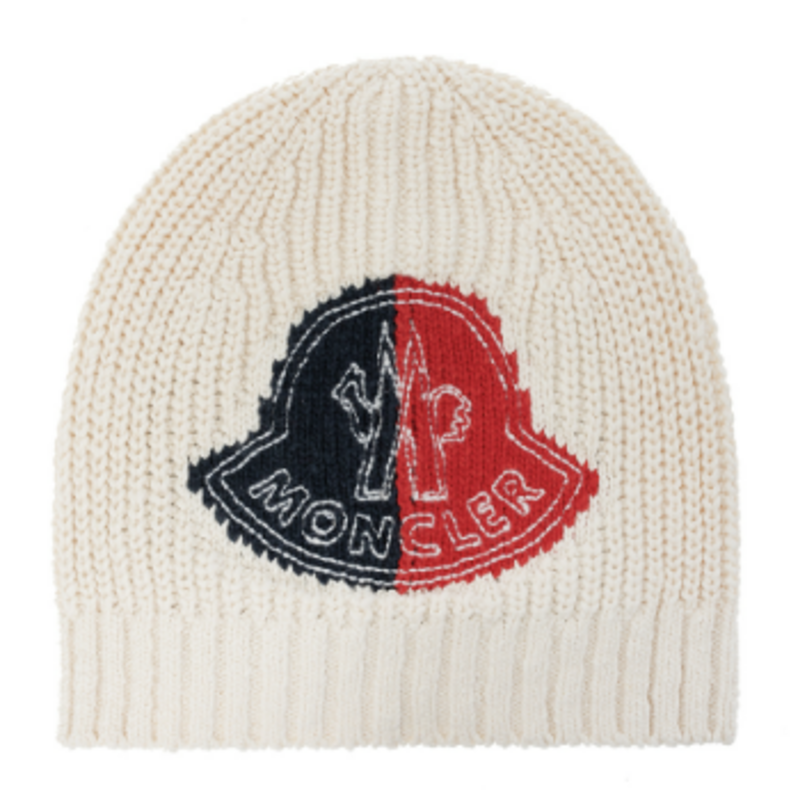 Moncler Berretto Tricot Knitted Beanie Off White