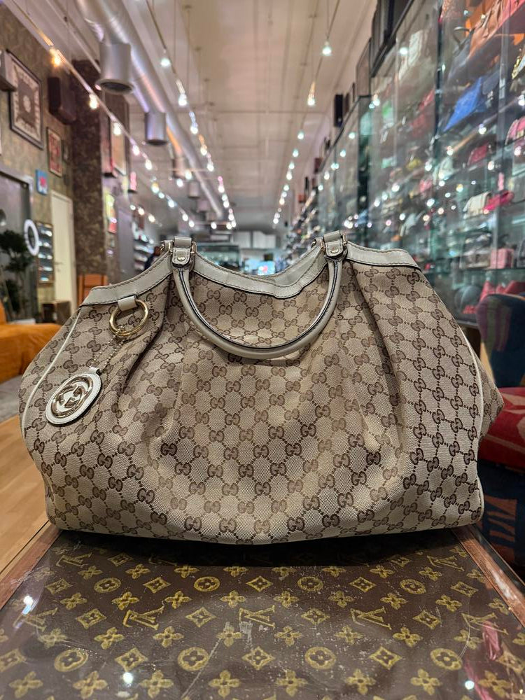 Gucci GG Canvas/Leather Medium Sukey Hobo Bag