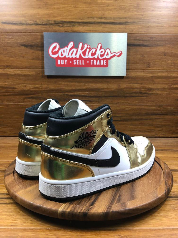 Jordan 1 Mid Metallic Gold Black White