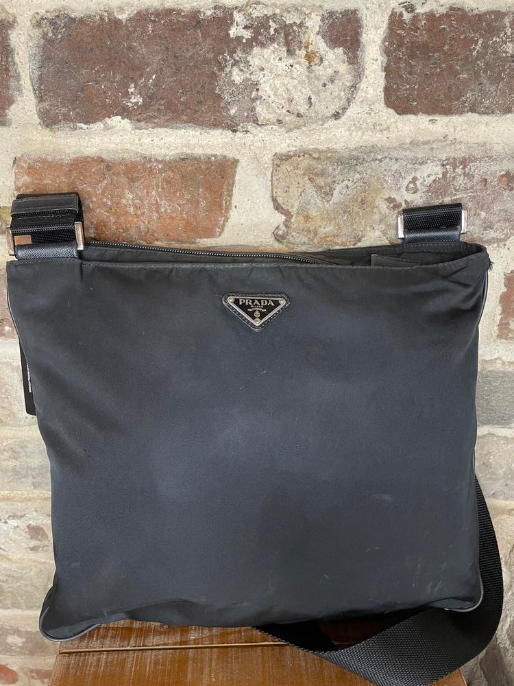 Prada Black Nylon Crossbody Work Bag